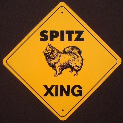 SPITZ ALUMINUM XING Sign dogs print picture signs novelty decor home animals SPITZ ALUMINUM XING Sign dogs print picture signs novelty decor home animals