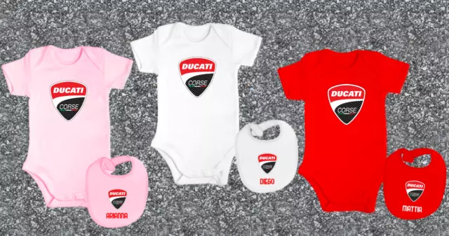 Completino Body Bavaglino Ducati Neonato Da 6-24 Mesi Personalizzato Con Nome