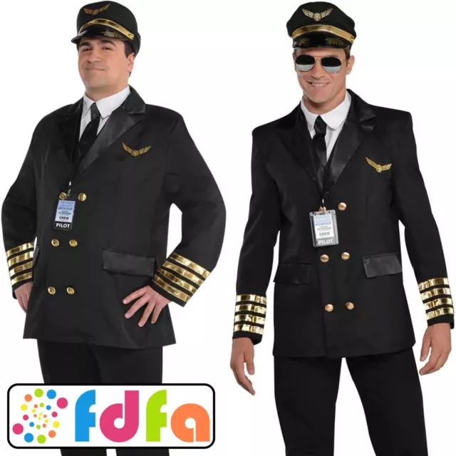 Amscan Captain Wingman Pilot Aviator Airline Mens Adults Fancy Dress Costume