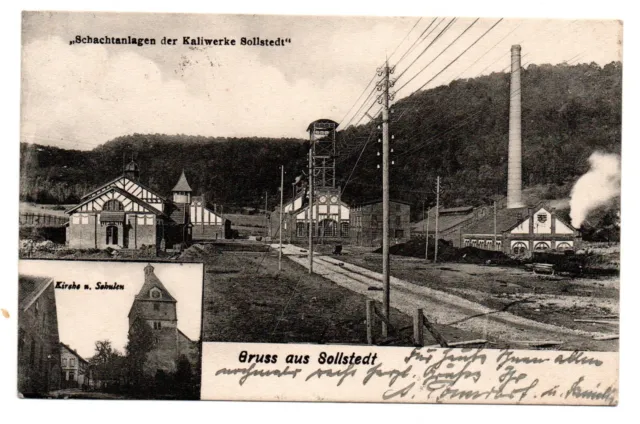 AK, Gruß aus Sollstedt Schlachtanlagen der Kaliwerke Bahnpost Halle Saale. 1933.