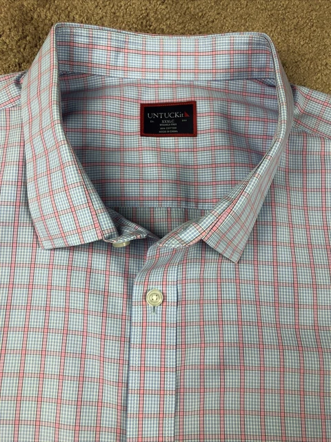 Untuckit Blue & Pink Plaid Button Down Size XXLC