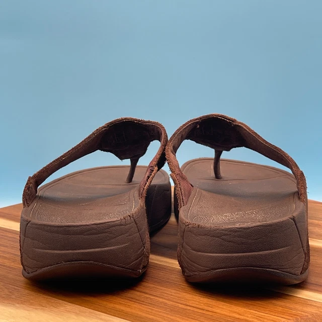 FitFlop Thong Sandal Womens 8 Brown Chocolate Suede Comfort Casual Cushioned 3