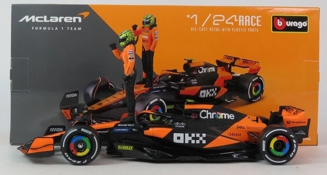Voiture F1 McLaren MCL38 Miami 2024 - Échelle 1:43 - Norris #4 - Avec Casque - Bburago