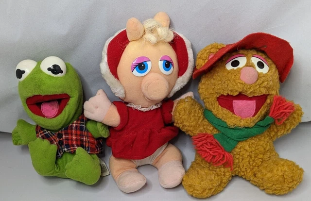 Vintage 1987 Muppet Babies - Kermit, Fozzie Bear & Miss Piggy Jim Henson Plush
