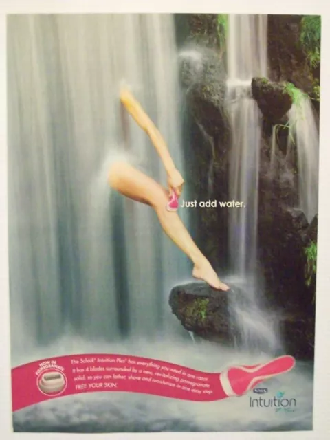 2010 Magazine Print Advertisement Page Schick Intuition Plus Razor Waterfall Ad