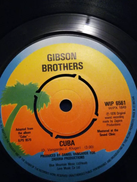 1978 Gibson Brothers Cuba 7 Vinyl 45 Single Record UK. EX