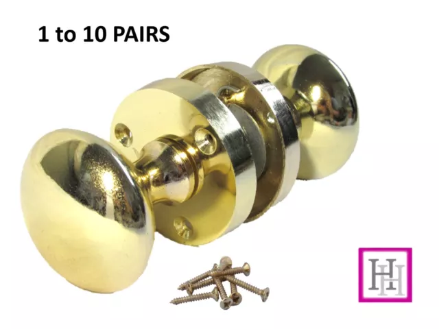 Brass Finish Modern Round Internal Door Knobs Mortice Interior Door Handles 1-10