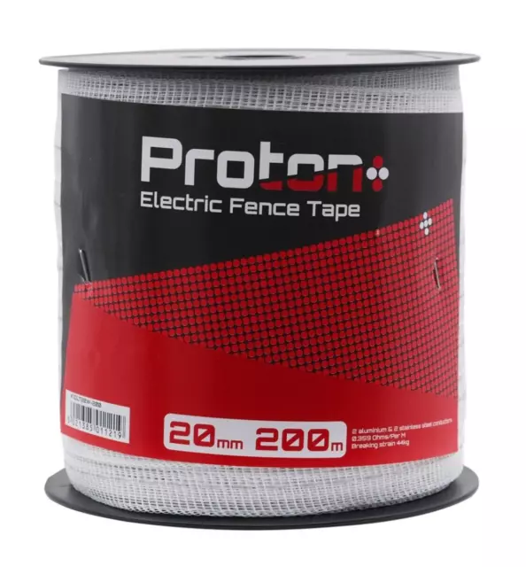 ELECTRIC FENCE TAPE 20mm x 200 Metre Roll White Poly Fencing Horse Paddock 200m