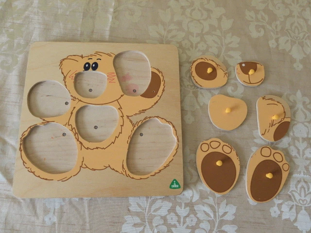 VINTAGE EARLY LEARNING Centre ELC Teddy Bear Peg board Jigsaw Puzzle. £ ...