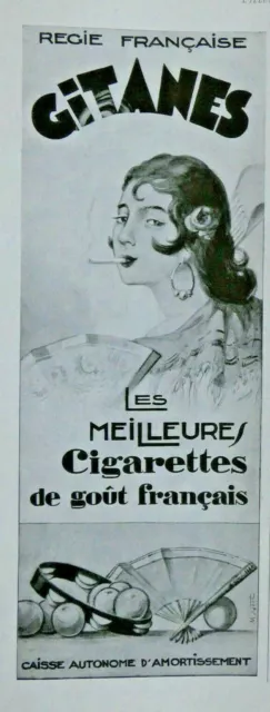Publicité De Presse 1931 Cigarettes Gitanes Le Goût Français Régie Française