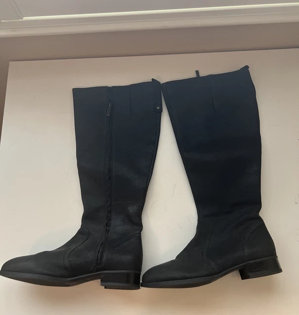 NINE WEST WOMEN 8.5 Boots Tall Knee High Leather Zip Up Heel Boot Harness Tan 43.98 PicClick