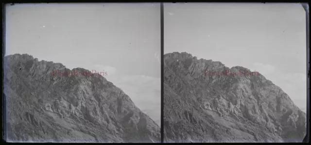 Montagne c1940 Photo NEGATIVE Plaque de verre Stereo Vintage V21T9n1