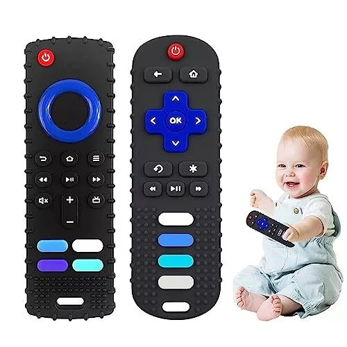 2pack Baby Teething Toystv Remote Control Shape Silicone Infants Teething Toys F