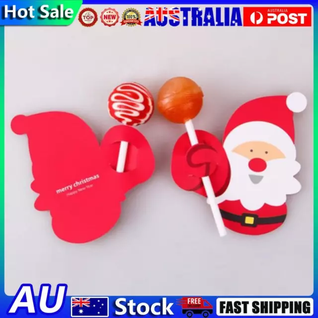 50pcs Christmas Cartoon Lollipop Paper Cards New Year Party Supplies (Santa)