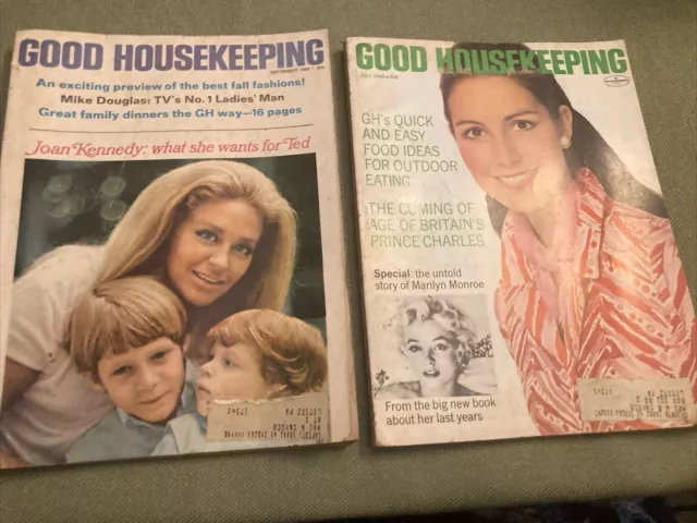 Vintage Good Housekeeping Magazines July & September 1969 Joan Kennedy Marilyn