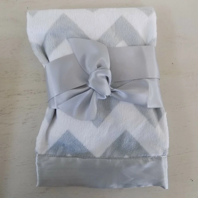 NEW Bearington Baby Gray White Chevron Security Blanket Lovey