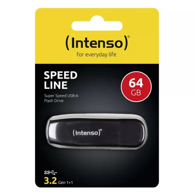 Intenso USB Stick 64GB Speicherstick Speed Line schwarz USB 3.2