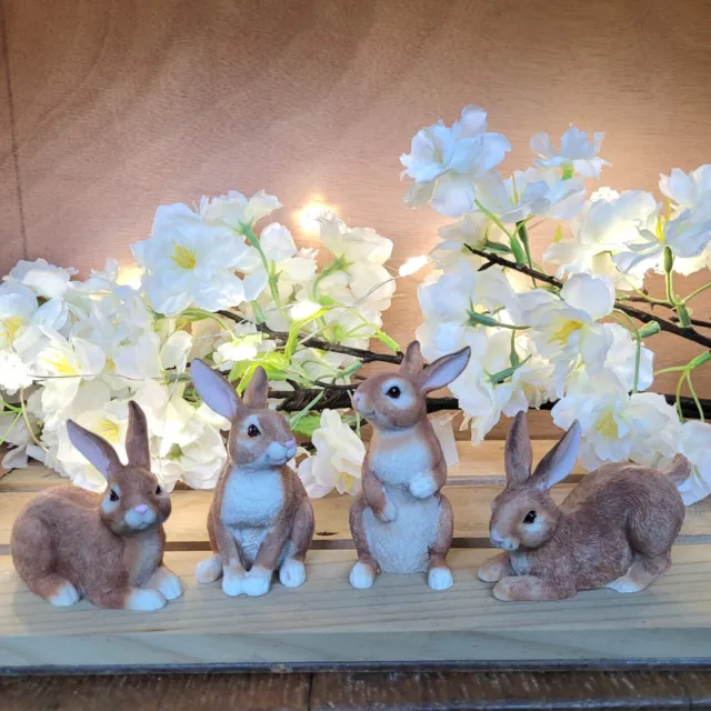 4 bonitas figuras de conejo conejo de Pascua figura decoración de Pascua poli conejo de Pascua decoración