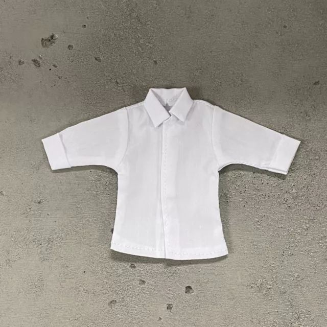 SU-RSV-SHT-WHT-L: 1/12 White Dress Shirt w/ roll-up sleeve for 6" Muscular body