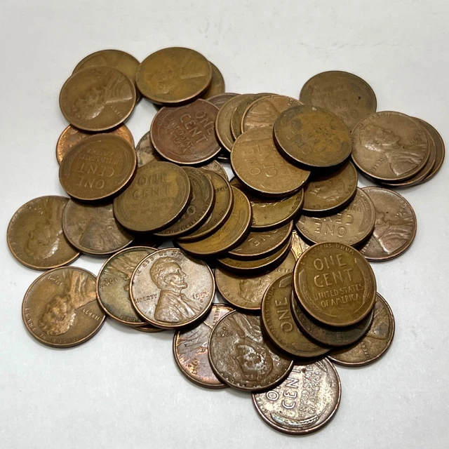 1940's & 1950's "S" MINT ONLY Lincoln Wheat Small Cent Penny 1C - FULL ROLL #6