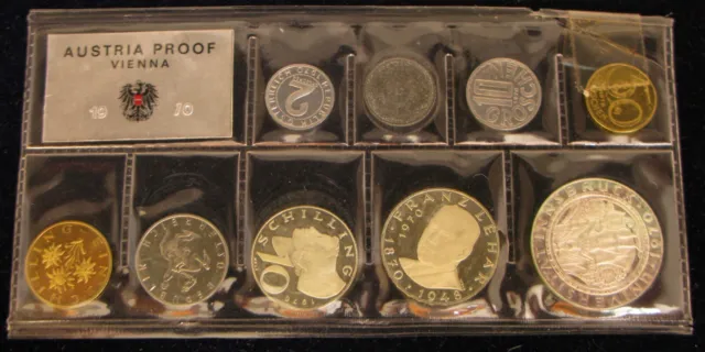 AUSTRIA 2 Groschen / 10 Schilling 1970 Proof - 7 Coins Proof Set *