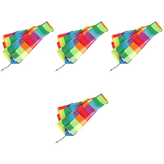 4 PCS Kite Tail Chemical Fiber Cloth Colorful Ribbon Floating Flat
