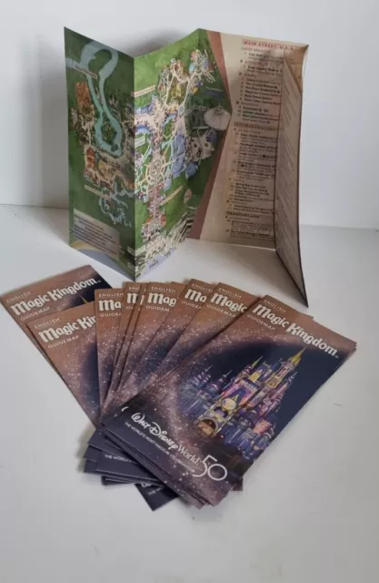 15 X Walt Disney World Magic Kingdom Guide map Brochure 50th Anniversary NEW