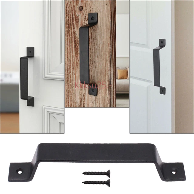 Heavy Barn Door Pull Handle Duty Black Iron Hot Bed Sliding Garage Gate Shed US
