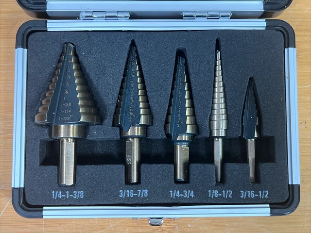 5pcs HSS High Speed Steel Cobalt Titanium Step Drill Bit Multiple Hole 50 Sizes