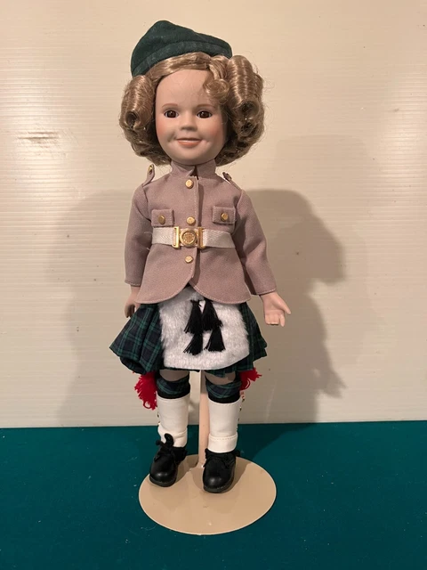 SHIRLEY TEMPLE 14" PORCELIAN DOLL fr. WEE WILLIE WINKIE movie, EX.COND w COA,BOX