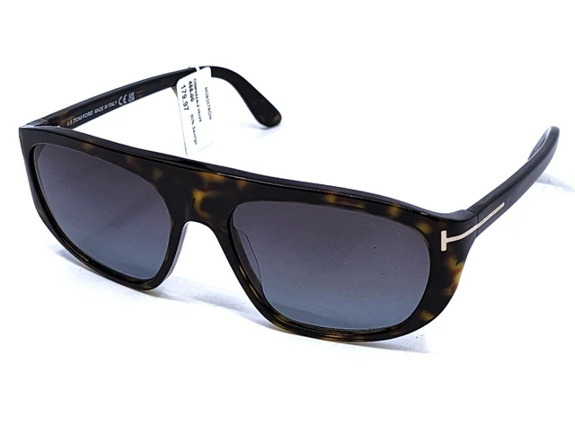 New Authentic Tom Ford Edward-02 TF1002 Eco 52B Dark Havana Aviator Sunglasses
