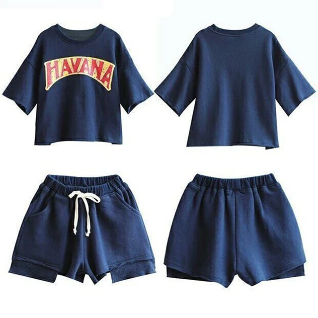Manica Corta T-Shirt Pantaloni Sciolto Abbigliamento SPORTS Set 2pc Per Bambine