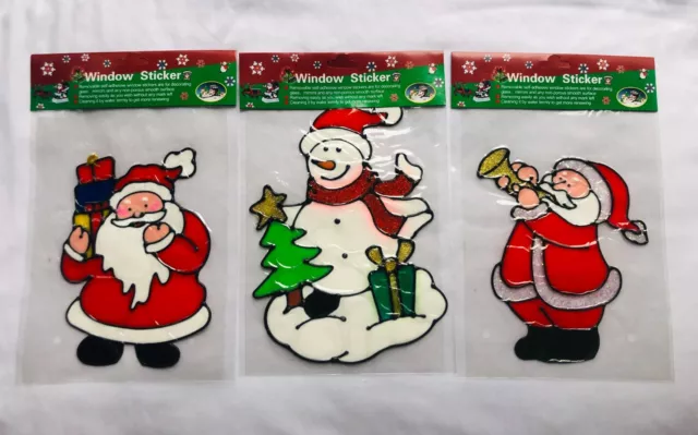 Christmas Santa&Snowman  Removable &Reusable  Window Gel Sticker  shop home deco