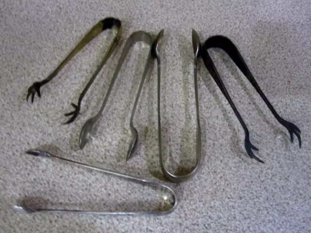 5 x Vintage EPNS Silver Plated Ornate Sugar Tongs, will need a clean