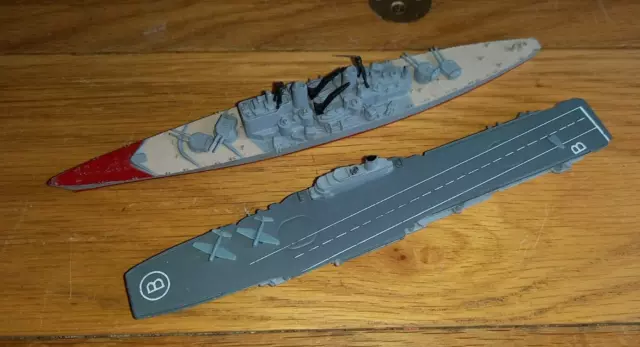 2X Tri-Ang Minic Model Toy Ships – Navy – Hms Vanguard And Hms Bulwark