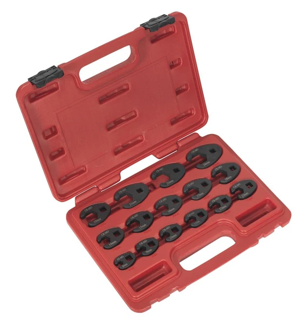 Sealey Crow's Piede Chiave Inglese Set 15pc 1cmSq Guida Metrico AK5983