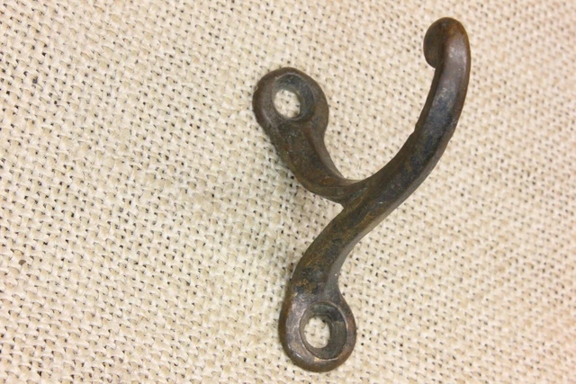 Old Single Coat Hook 1850’s School Farmhouse Wardrobe Rare Antique Cast BRASS! 4