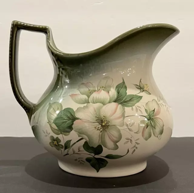 BLAKENEY England Vintage Ceramic Floral Green White Pitcher