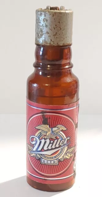 1996 Miniature Miller Beer Bottle Lighter 90% Full & Works