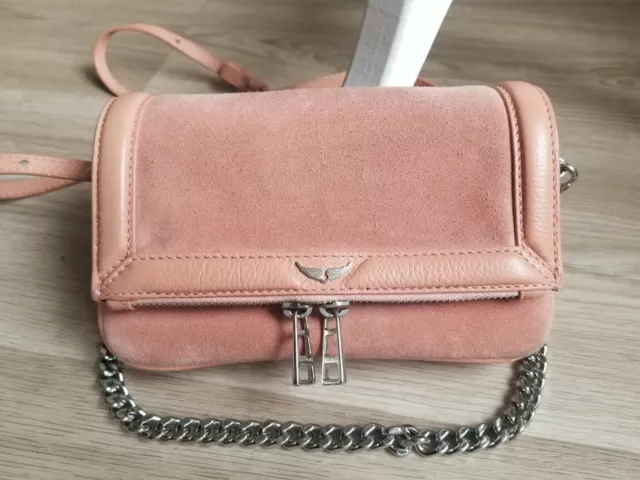 Sac pochette mini en cuir noir matelassé Zadig & Voltaire