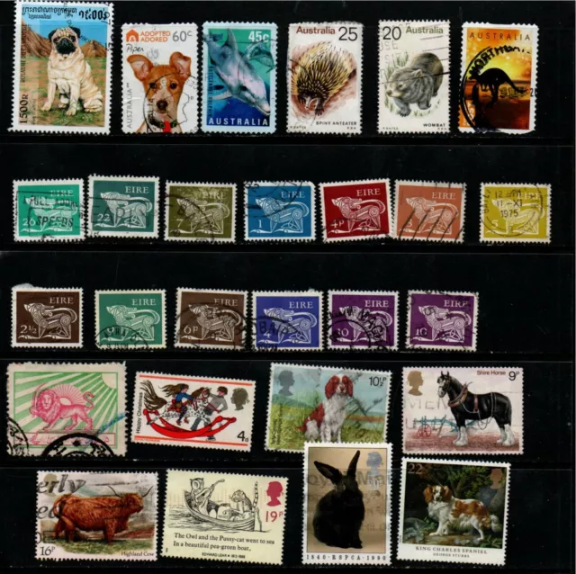 100  x Animal Stamps from Various Countries Stamps around the world