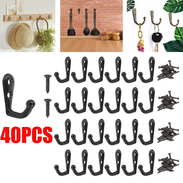 Hanging Metal Single Hook Clothes Hat Coat Robe Wall Door Hangers Hooks 40pcs