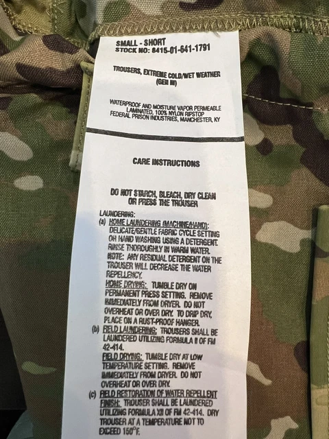 USGI Gen III ECWCS Level 6 OCP Multicam Gore-Tex Trousers, Small Short NEW 4