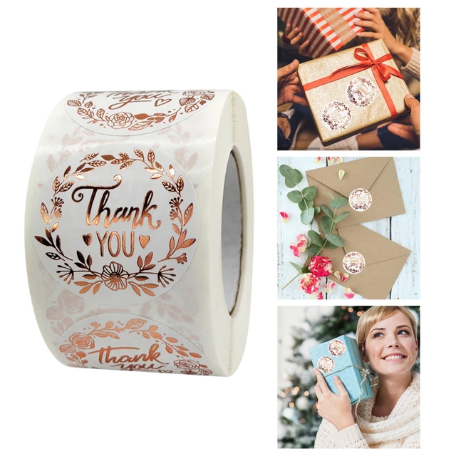 *Pegatina rollo de agradecimiento flor oro rosa caliente regalo decoración de bodas-