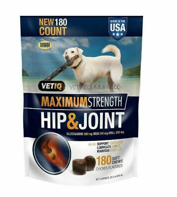 180ct Vet IQ Hip & Joint Soft Chews for Dogs Glucosamine Chicken flavored VetIQ