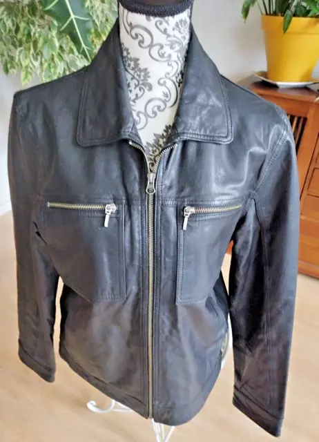 Veste Blouson Homme cuir ville/moto  Noir "CELIO CASUAL" comme neuf T (44) 46 M