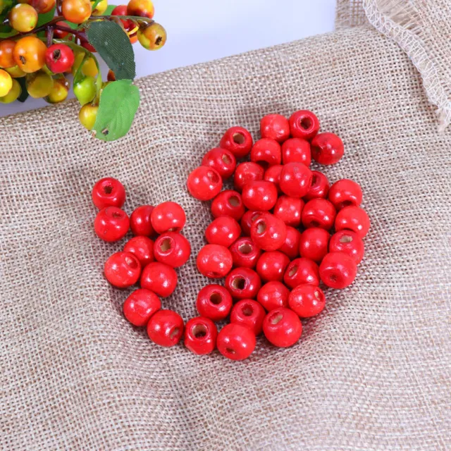 100 Pcs DIY Dreamcatcher Accessory Wooden Beads Bulk Red Craft 10mm Scattered