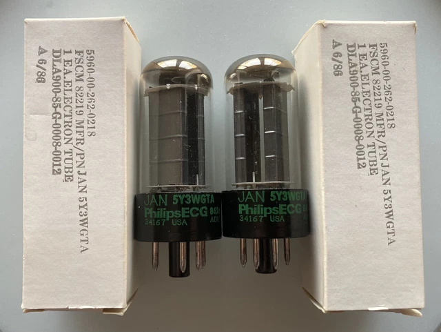JAN 5R4GA Black plate Triple getter NOS Philips Ecg USA Valve Tubes