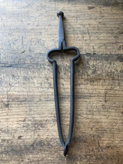 Antique 18th C Wrought Iron Colonial America Ember Tongs Hearth Fireplace
