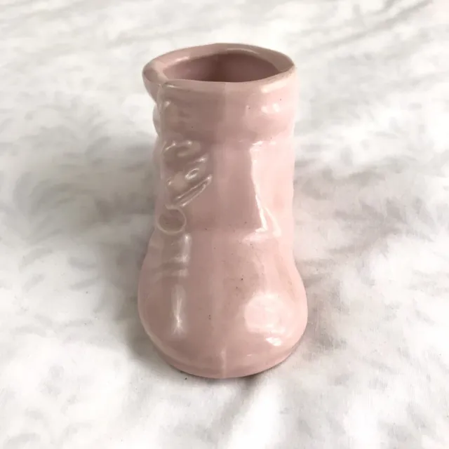 Ceramic Blush Baby Bootie Planter Pink Pottery Miniature Figurine
